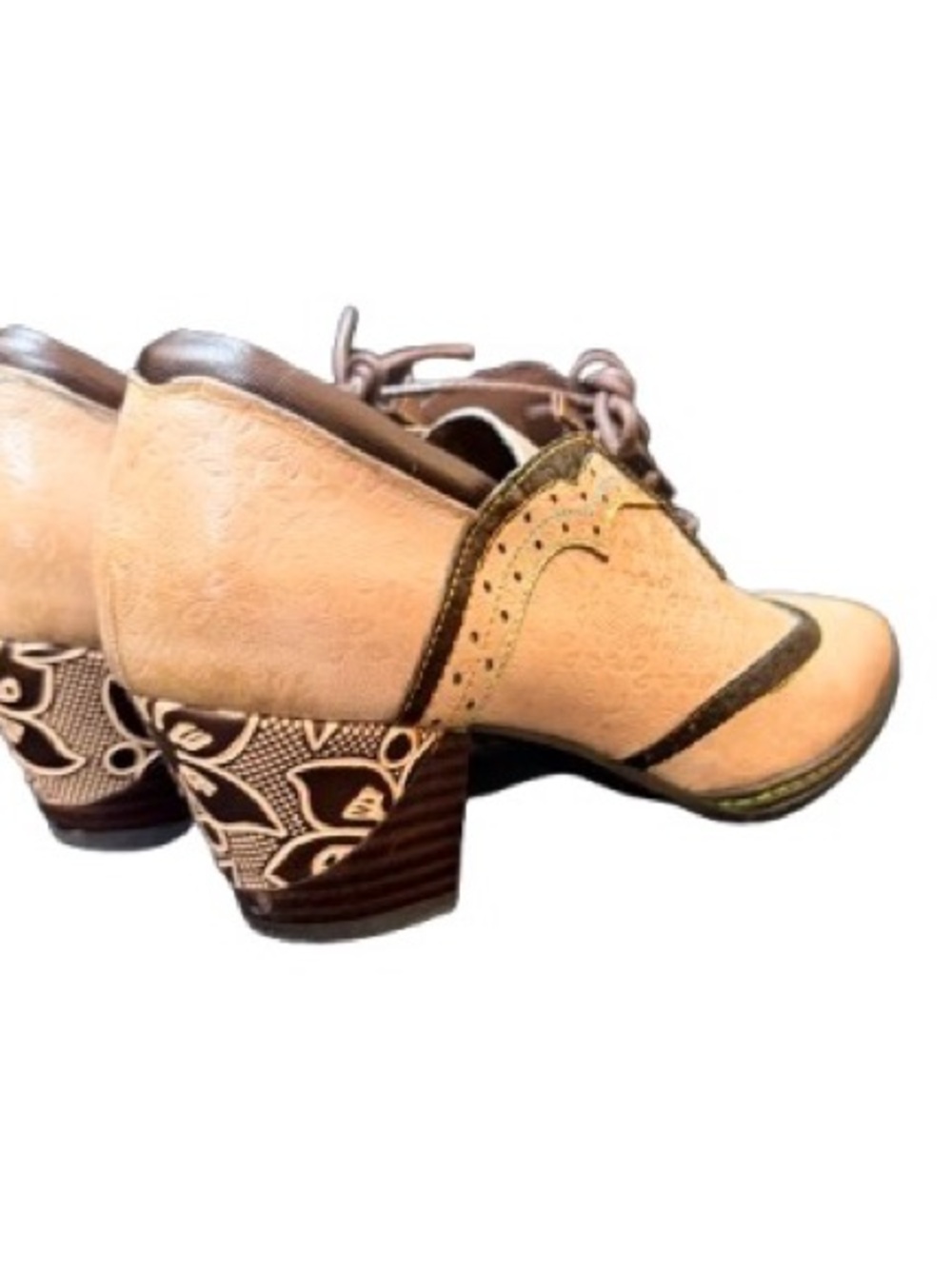 Soffia Adele Leather Brogue Oxford Heels EU 39 Beige Floral Steampunk - Picture 5 of 9